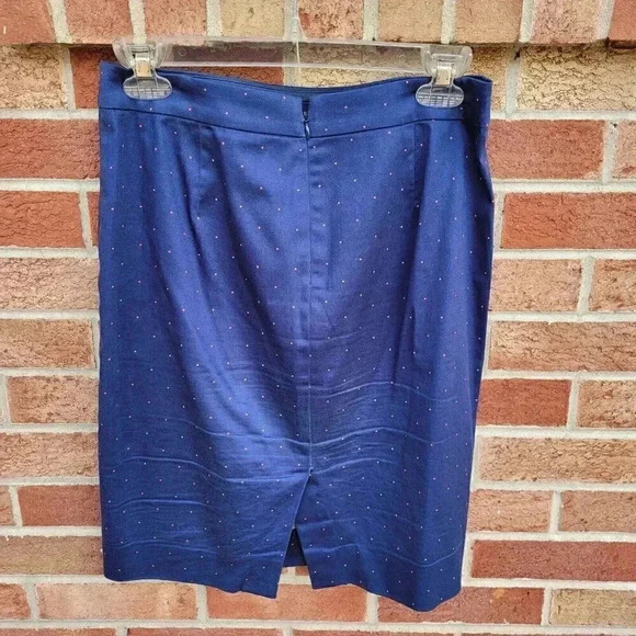 J. Crew The Pencil Skirt Women's Size 2 Navy Polka Dot - Picture 2 of 4